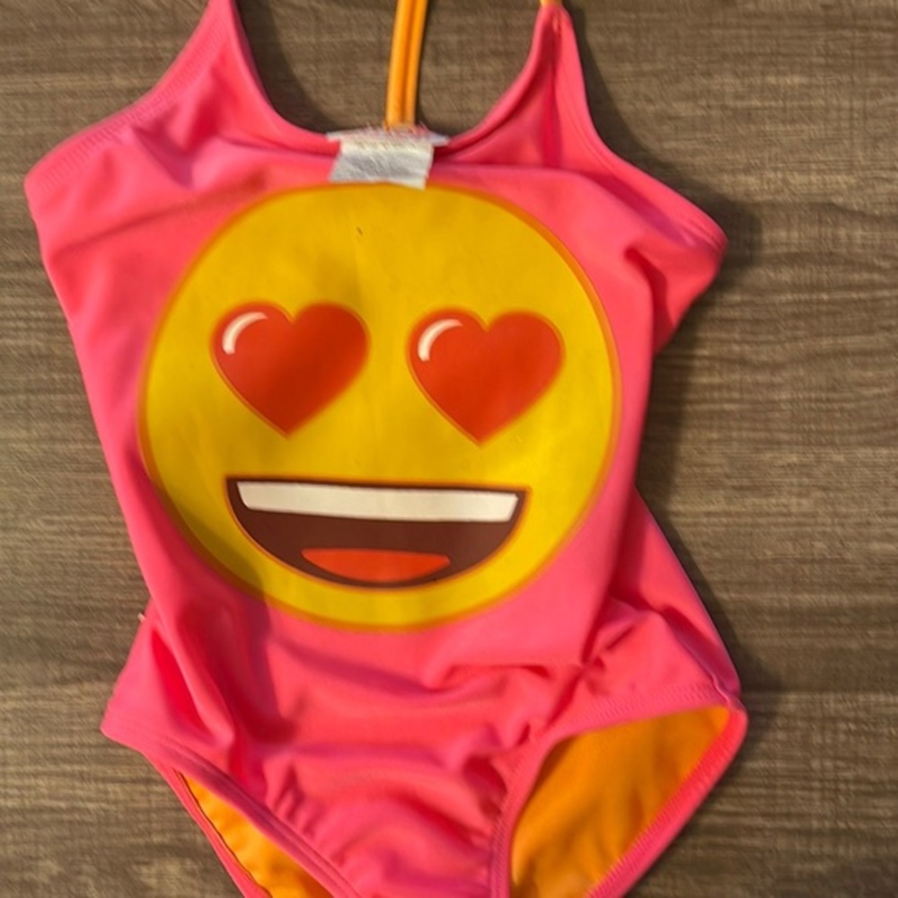 Emoji bathing suit. 17 inches long x 9 inches wide